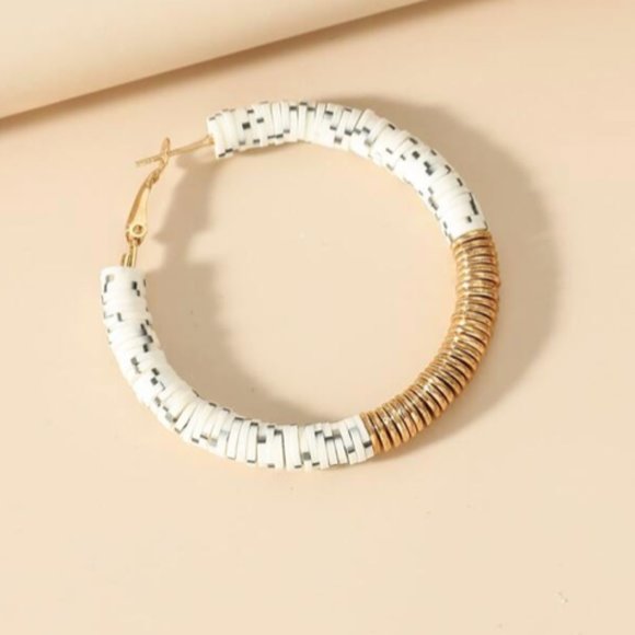 ✨ FREE Clay Beaded Hoop Peasant Minimal Modern Art Farm Boho Minimal Earrings - Picture 2 of 2